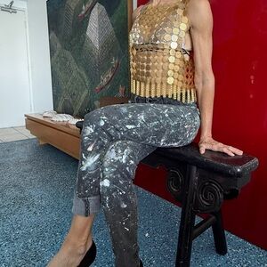 ART STAR Splatter Women's Cropped Pants faded blackAUTHENTIC PAINTERS PANTS